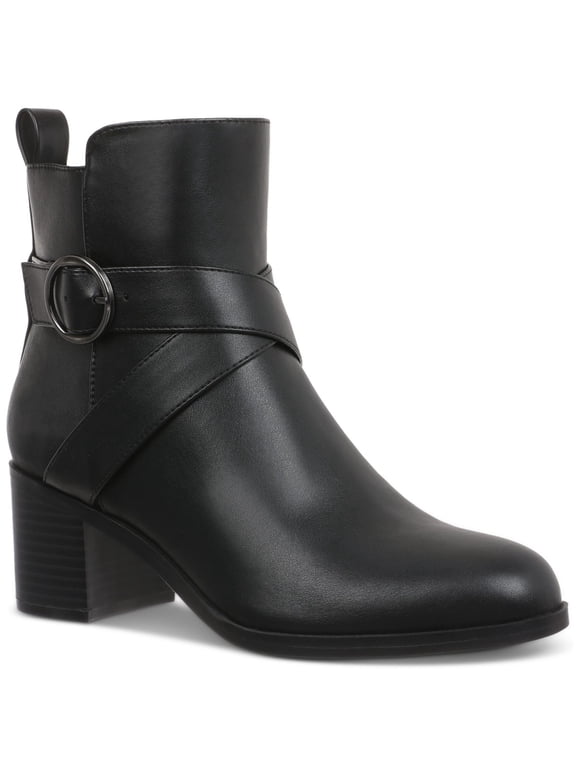 Style Co. Womens Rosaliee Belt Booties Black Smooth 10M