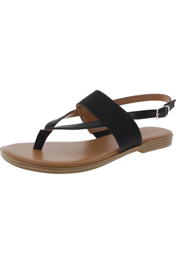 Womens Sadiee P Faux Leather T-Strap Sandals