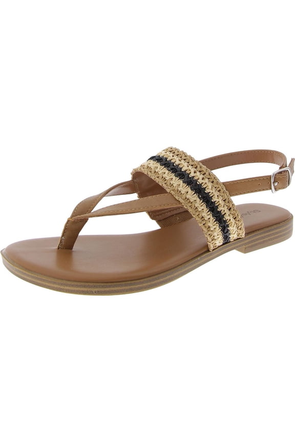 Womens Sadiee Raffia Open Toe Thong Sandals