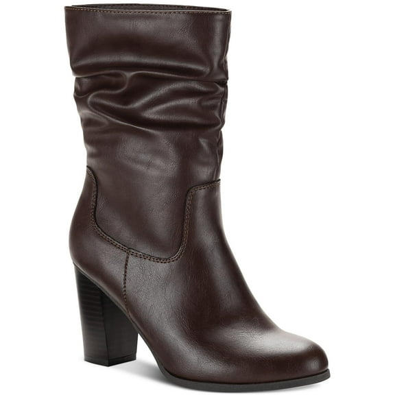 Style & Co. Womens Saraa Slouch Faux Leather Block Heel Mid-Calf Boots