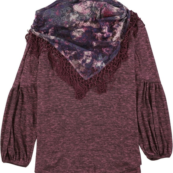 Style & Co. Womens Scarf Pullover Blouse, Purple, Large