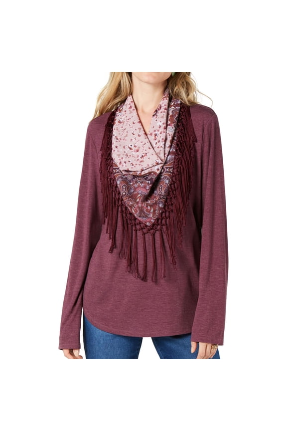 Womens Scarf Pullover Blouse, Purple, Small