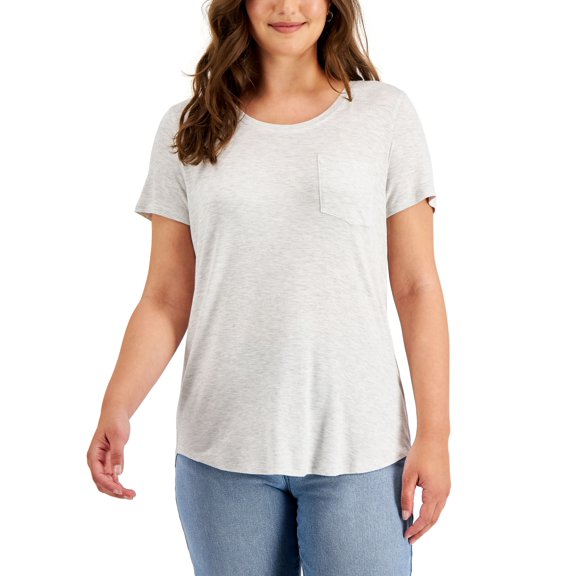 Style & Co Womens Scoop Neck Top Whispy Gry Hthr XL