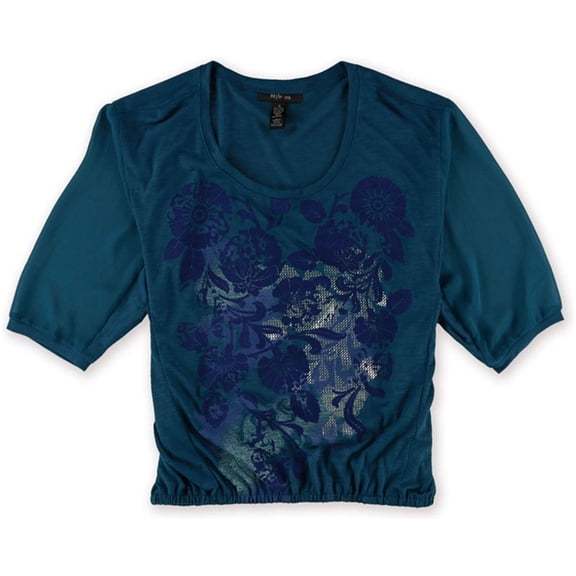 Style & Co. Womens Sedona Pullover Blouse, Blue, Medium