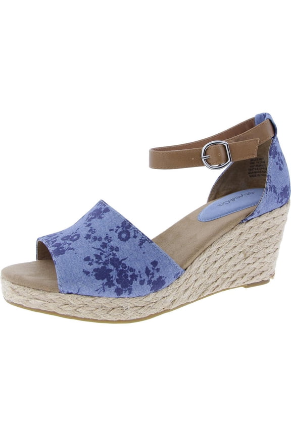 Womens Seleene Denim Open Toe Wedge Sandals