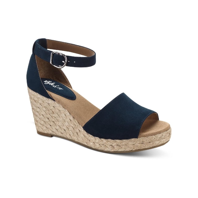 Women Sandals Buckles Suede Open Toe 10cm Wedge Heels