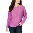 thumbnail image 1 of Style & Co. Womens Sheer Long Sleeve T-Shirt Purple,Orchid Bloom,Small, 1 of 3