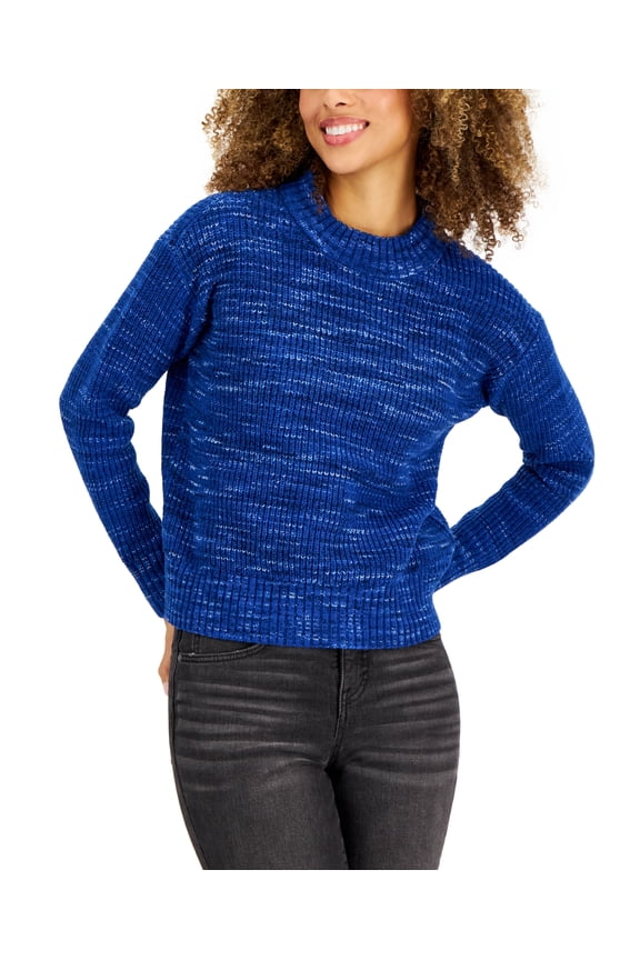 Style & Co Womens Space Dye Mock Neck Sweater Lazulite XL