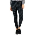 thumbnail image 1 of Style & Co Womens Star Fleece Mid Rise Leggings Deep Black White Star L, 1 of 1