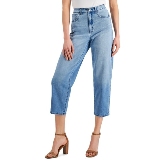 Style & Co Womens Straight Leg Mom Jeans Splatter Paint 18