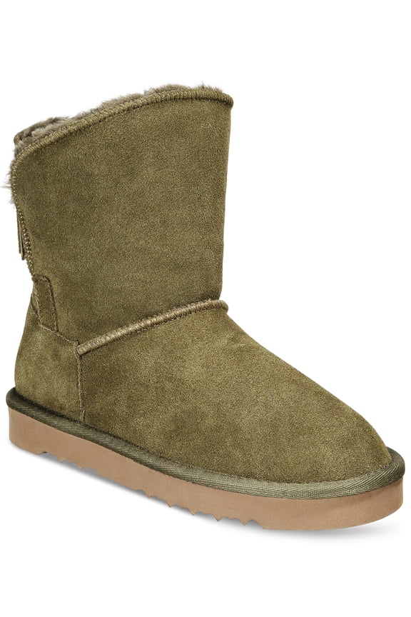 Womens Teenyy Suede Pull On Ankle Boots, Olive, 8