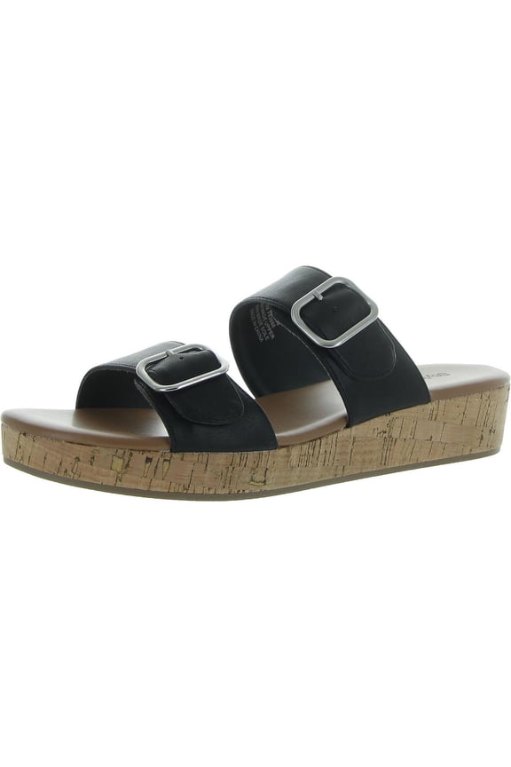 Womens Temppestt Open Toe Double Buckl Slide Sandals