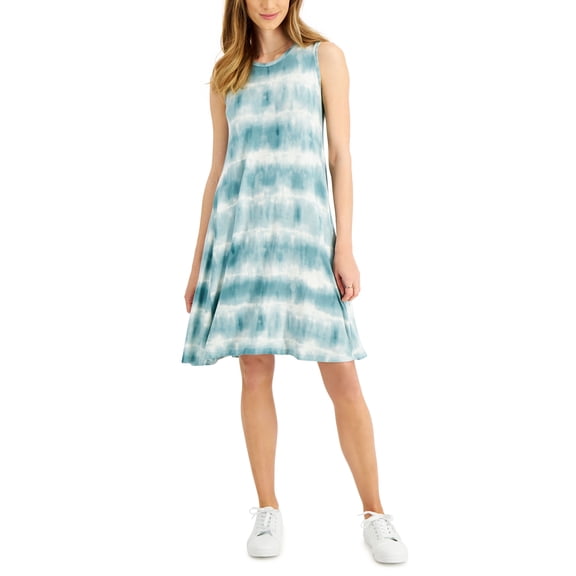 Style & Co Womens Tie Dyed Flip Flop Dress Sagebrush S
