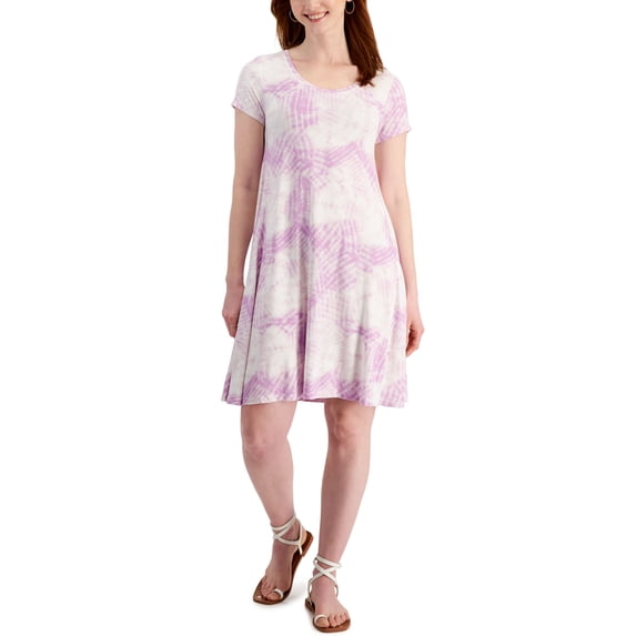 Style & Co Womens Tie Dyed Print Flip Flop Dress Lavender Bouque 2XL