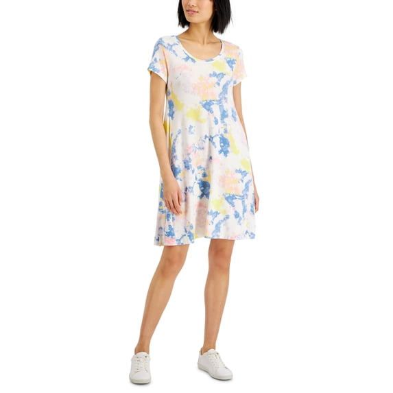 Style & Co Womens Tie Dyed Print Flip Flop Dress Multi Dye XS