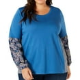 thumbnail image 1 of Style & Co. Womens Triple Print Pullover Blouse, Blue, Plus Size, 1X, 1 of 3