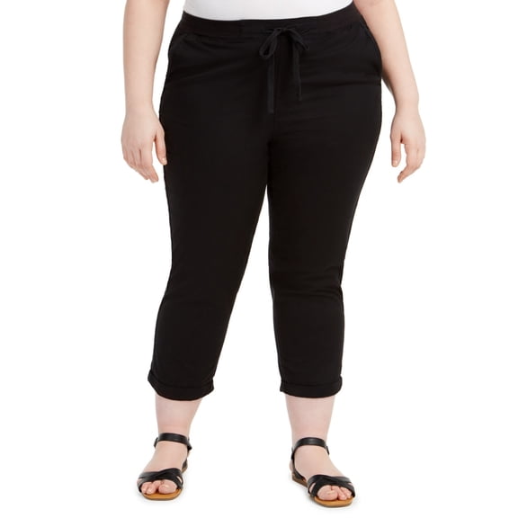 Style & Co. Womens Twill Tape Casual Trouser Pants, Black, Plus Size, 16W