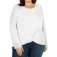 thumbnail image 1 of Style & Co. Womens Twist-Front Knit Blouse, White, Plus Size, 1X, 1 of 2