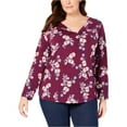 thumbnail image 1 of Style & Co. Womens Twist-Neckline Pullover Blouse, Purple, Plus Size, 3X, 1 of 2