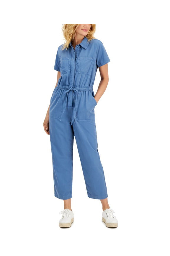Style & Co Womens Utility Jumpsuit Studio Denim 8