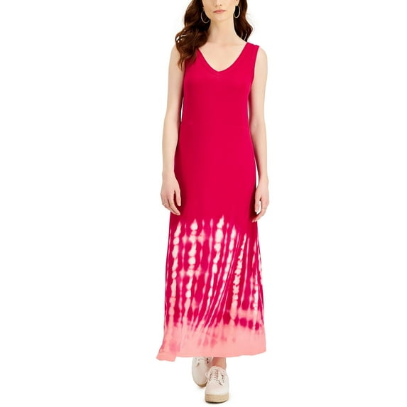 Style & Co Womens Tie Dyed Sleeveless Maxi Dress Ma Antique Peach S
