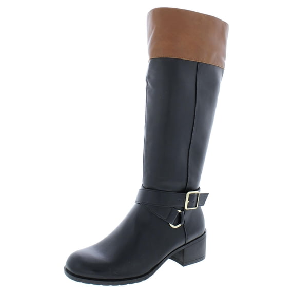 Style & Co. Womens Vedaa Faux Leather Riding Boots Black 5 Medium (B,M)