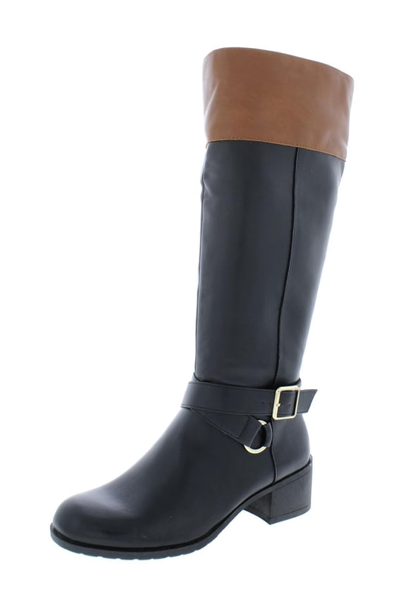 Womens Vedaa Faux Leather Riding Boots Black 5 Medium (B,M)