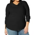 thumbnail image 1 of Style & Co. Womens Waffle Knit Pullover Blouse, Black, Plus Size, 1X, 1 of 2