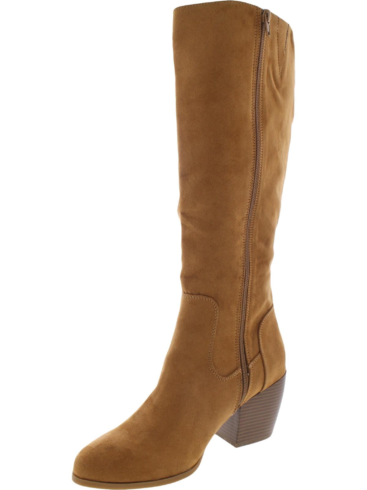 Calf Suede Button Faux Mid Platform Boots