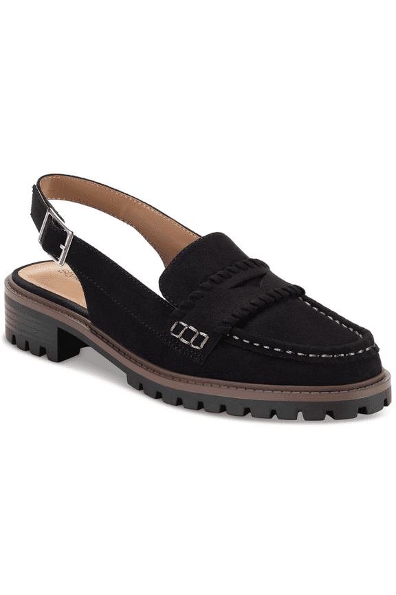 Womens Whimsyy Faux Suede Lugged Sole Slingback Heels