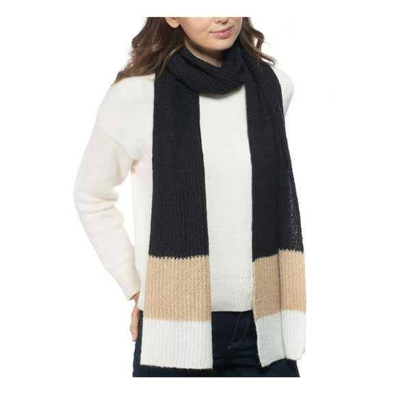 Style & Co. Womens Winter Ribbed Muffler Scarf Black O/S