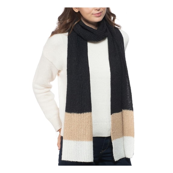 Style & Co. Womens Winter Ribbed Muffler Scarf Black O/S