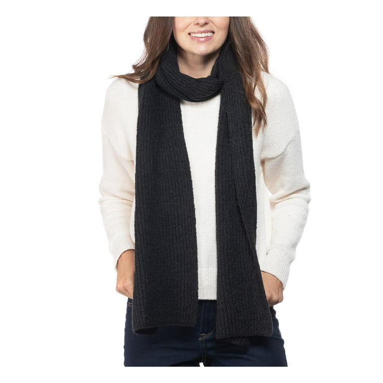 Style & Co. Womens Winter Ribbed Muffler Scarf Black O/S