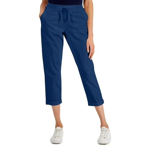 Style & Co Womens Womens Pull On Cuffed Pants, Blue, Size Large