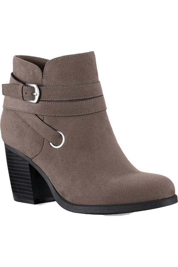 Womens Zolaa Faux Suede Block Heel Ankle Boots