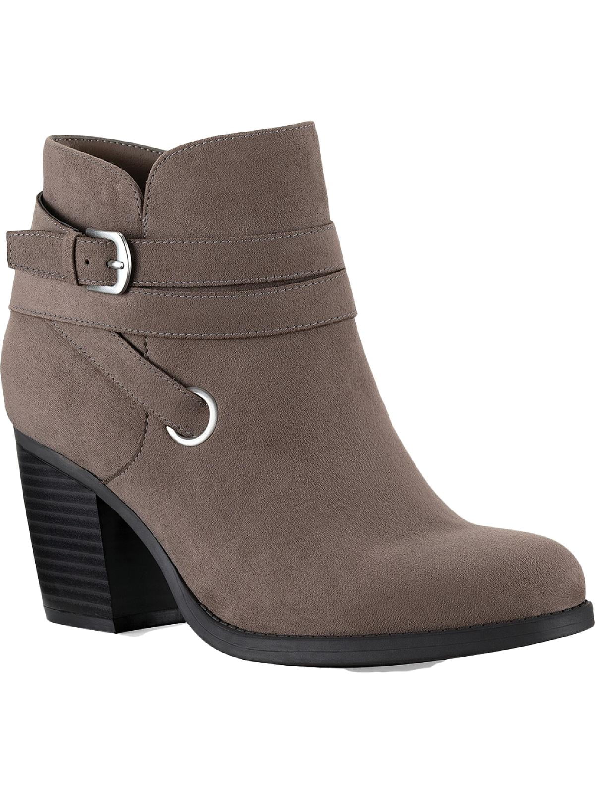 faux suede block heel boots