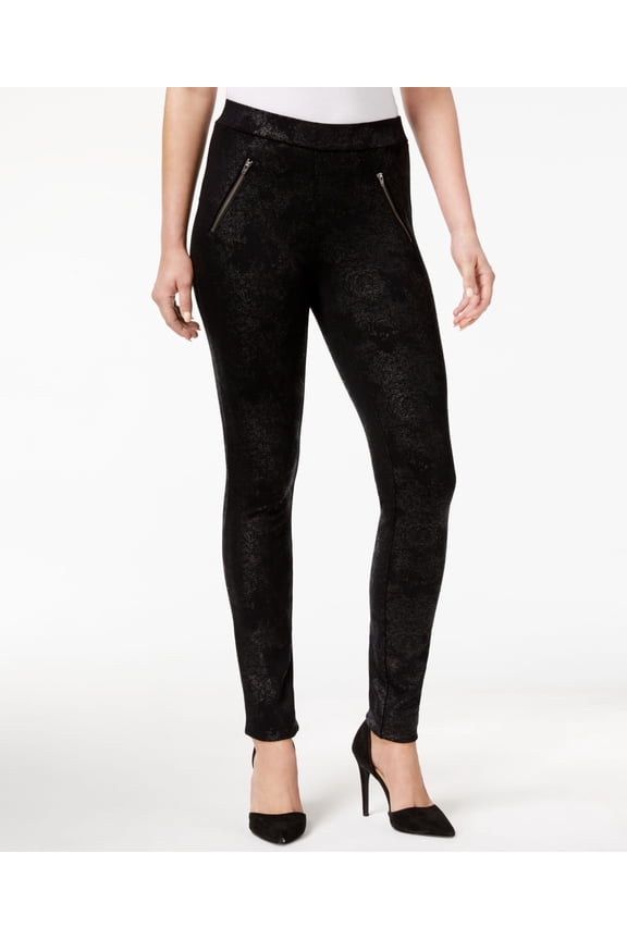 Zip-Pocket Coated Leggings Womens S Black pants MSRP $48