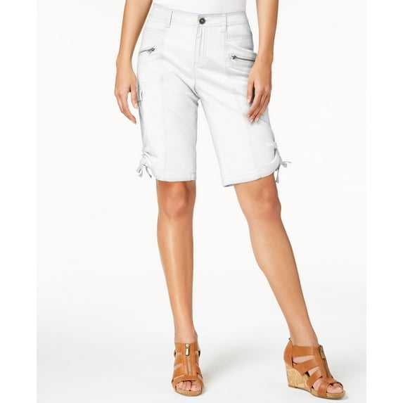 Style & Co Zipper Bermuda Cargo Shorts Bright White 18