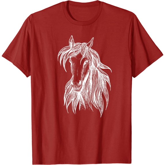 Style Cute Horse Head Drawing for Men Women Kids Girls Boys T-Shirt