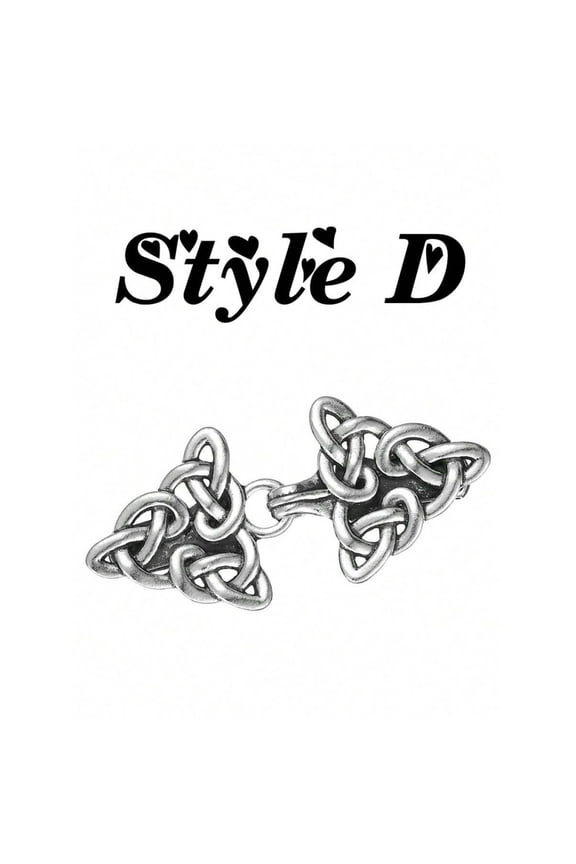 Style D Celtic Knot Shawl Clips, Sweater & Cardigan Clips, Retro Collar Decor in Silvertone