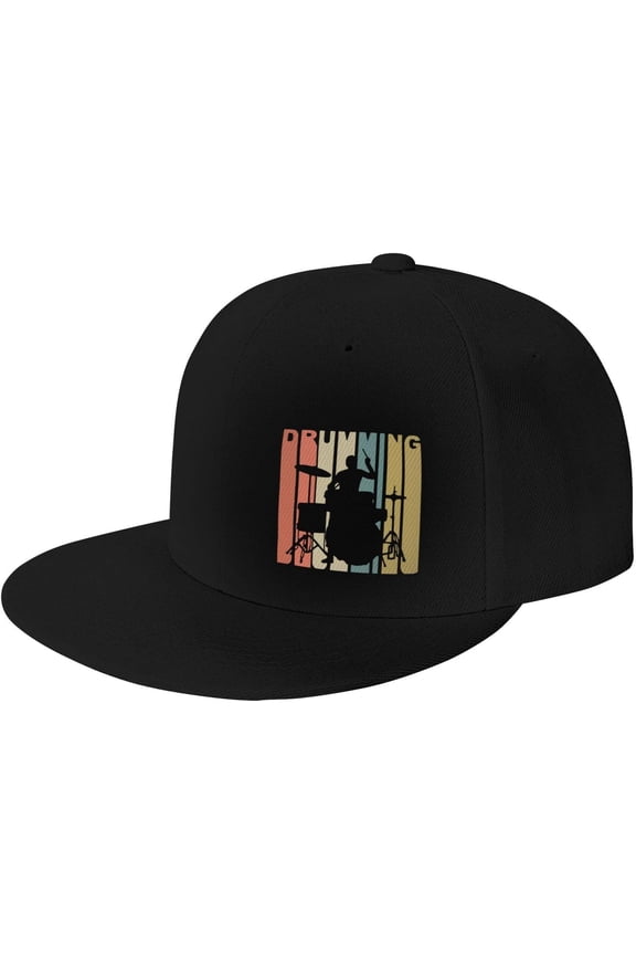 Style Drumming Drummer Flat Brim Cap Unisex Flat Bill Baseball Cap