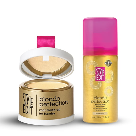 Style Edit Blonde Perfection Root Touchup Powder + Travel Sized Concealer Spray Light Blonde 0.88 oz