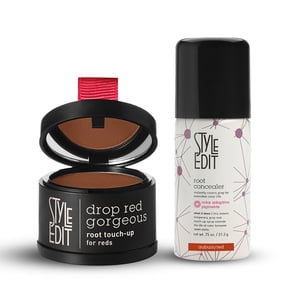 Style Edit Drop Red Gorgeous Root Touchup Powder + Travel Sized Concealer Spray Medium Red 0.88 oz