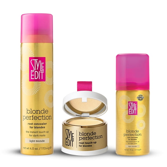 Style Edit Root Concealer Spray + Root Touchup Powder + Travel Sized Concealer Spray Light Blonde 4.89 oz