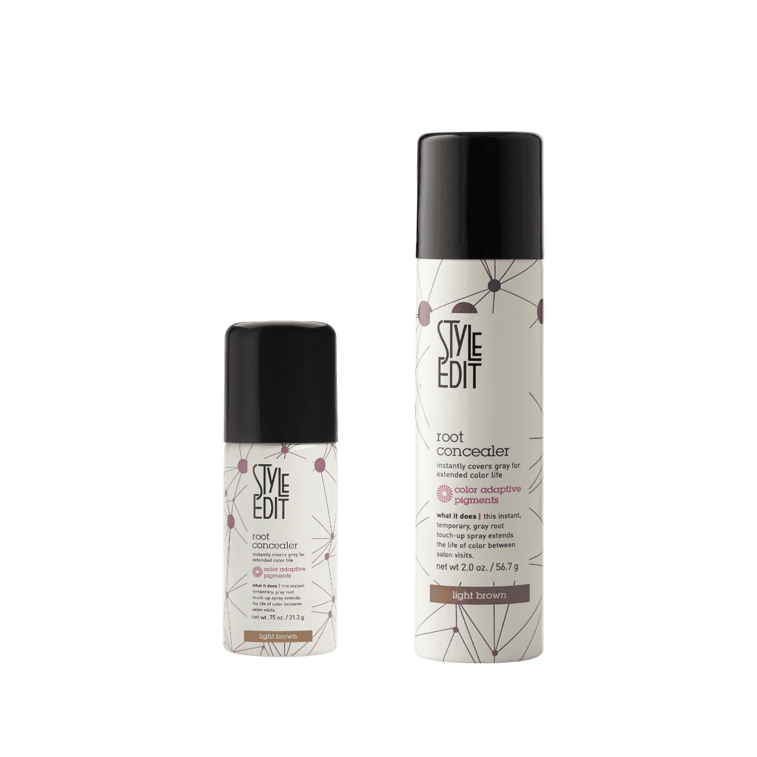 Style Edit Root Concealer Spray + Travel Size Concealer Spray Light Brown 2.75 oz