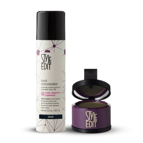 Style Edit Root Touchup Powder + Root Concealer Spray Black 2.13 oz