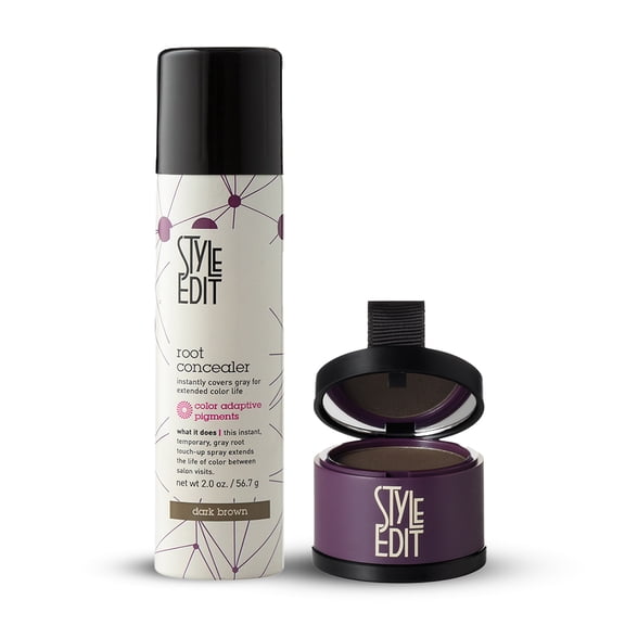 Style Edit Root Touchup Powder + Root Concealer Spray Dark Brown 2.13 oz