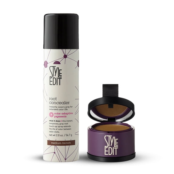 Style Edit Root Touchup Powder + Root Concealer Spray Medium Brown 2.13 oz