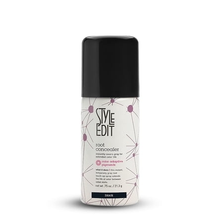 Style Edit Travel Hair Root Spray Cover Up Gray Hair Concealer Temporary Dye 0.75 oz Black