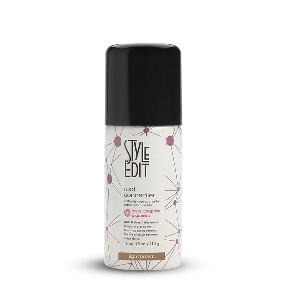 Style Edit Travel Hair Root Spray Cover Up Gray Hair Concealer Temporary Dye 0.75 oz Light Brown